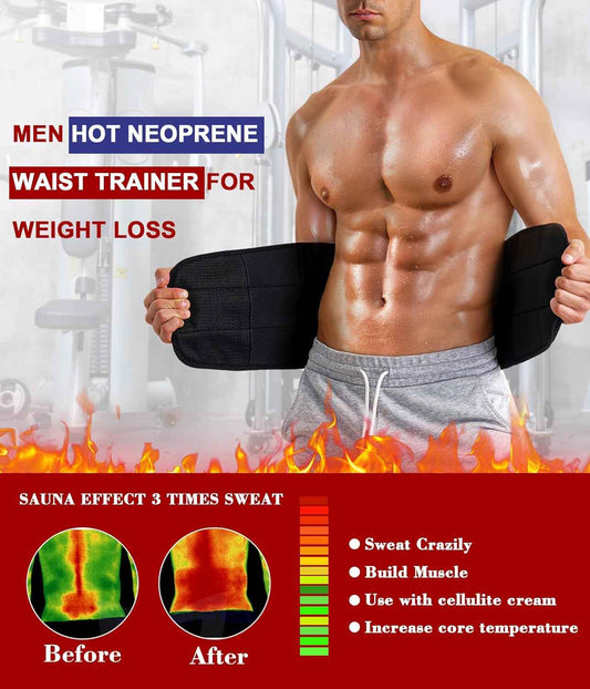 Men Waist Trainer Trimmer Tummy Control Compression Shapewear Body Shaper Sweat Belt