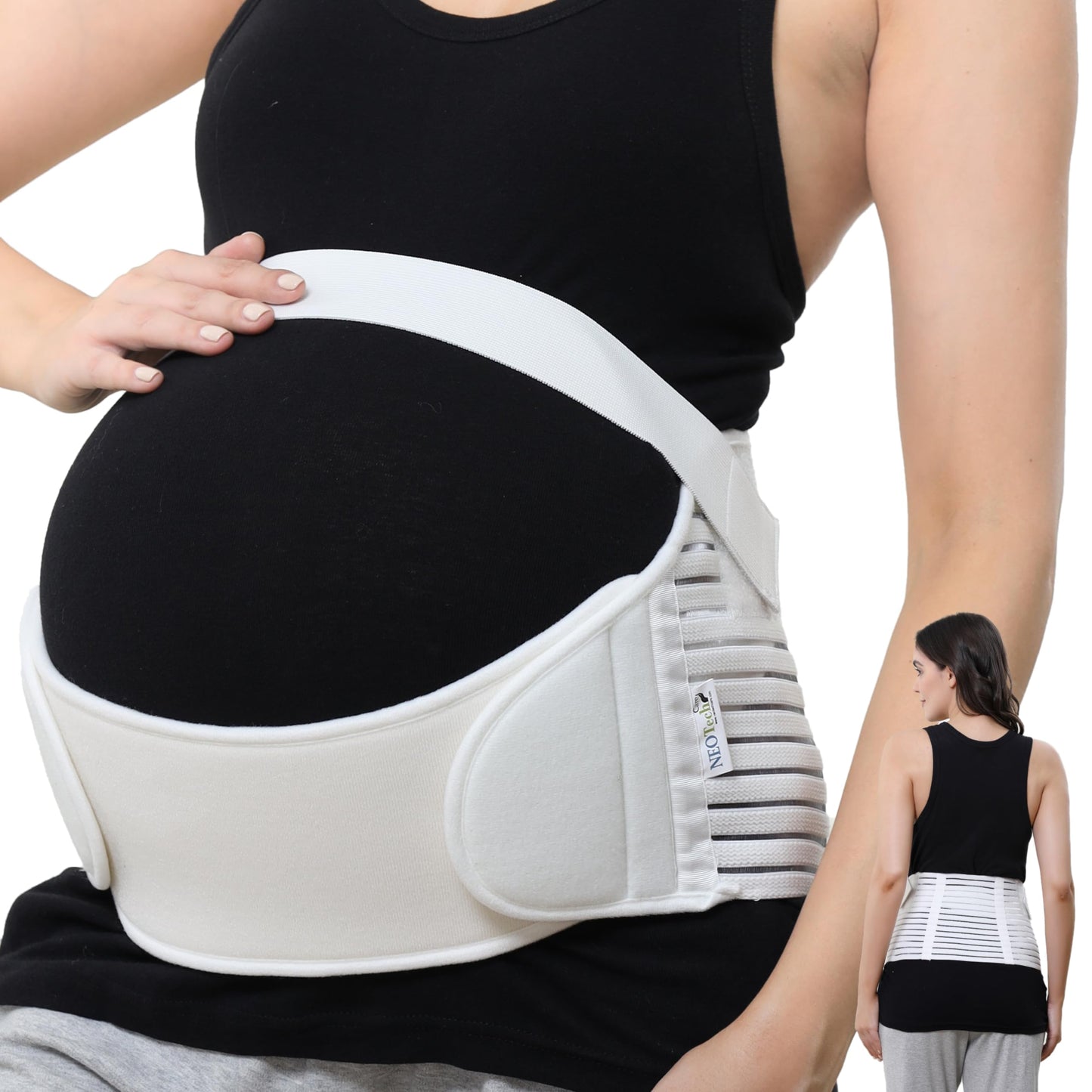 NeoTech Care Pregnancy Support Maternity Belt, Waist/Back/Abdomen Band, Belly Brace (Size M, Black Color)