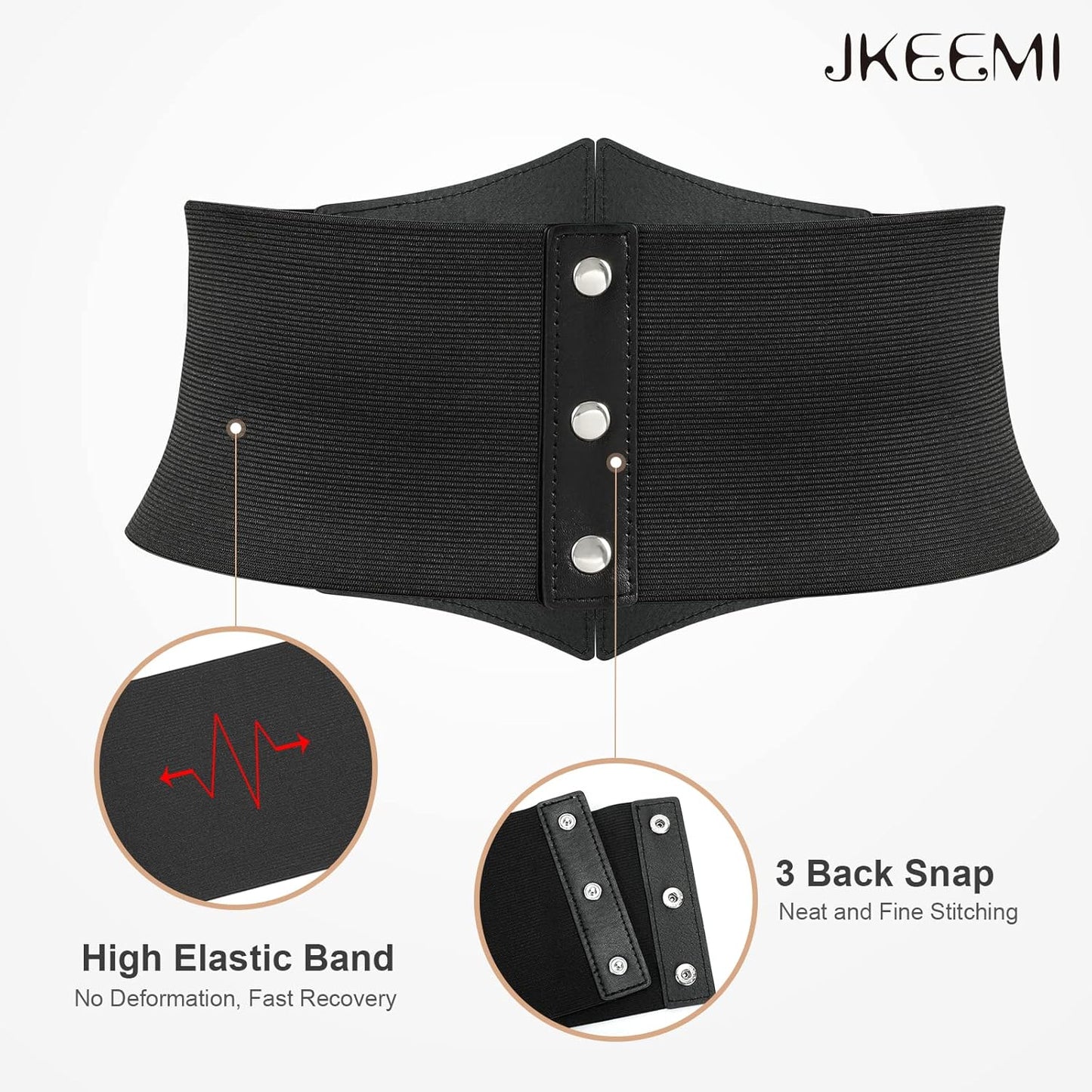 Women Corset Belt Metal O-Ring Heart-Ring Wide Elastic Waspie Waist Belt for Daily Cosplay Halloween Costumes