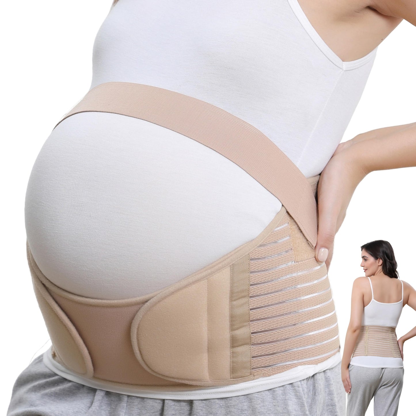 NeoTech Care Pregnancy Support Maternity Belt, Waist/Back/Abdomen Band, Belly Brace (Size M, Black Color)