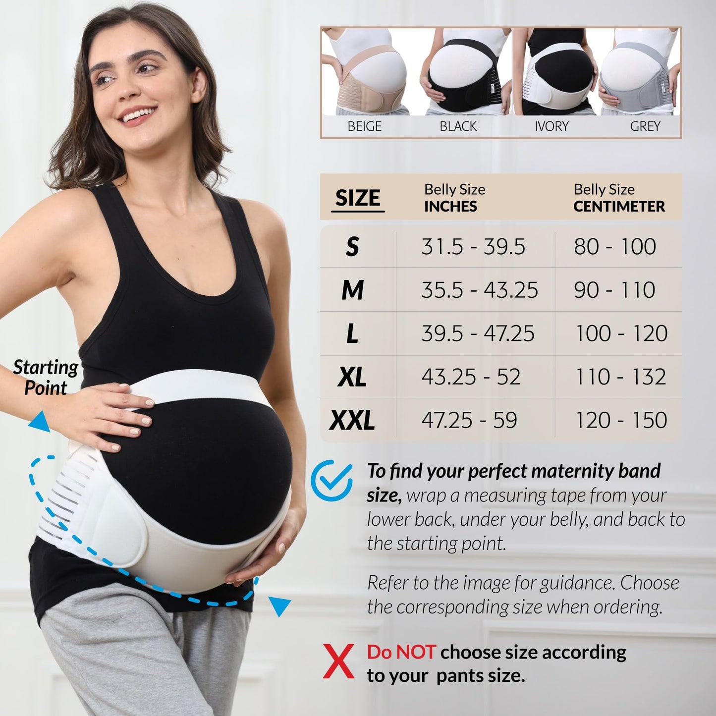 NeoTech Care Pregnancy Support Maternity Belt, Waist/Back/Abdomen Band, Belly Brace (Size M, Black Color)