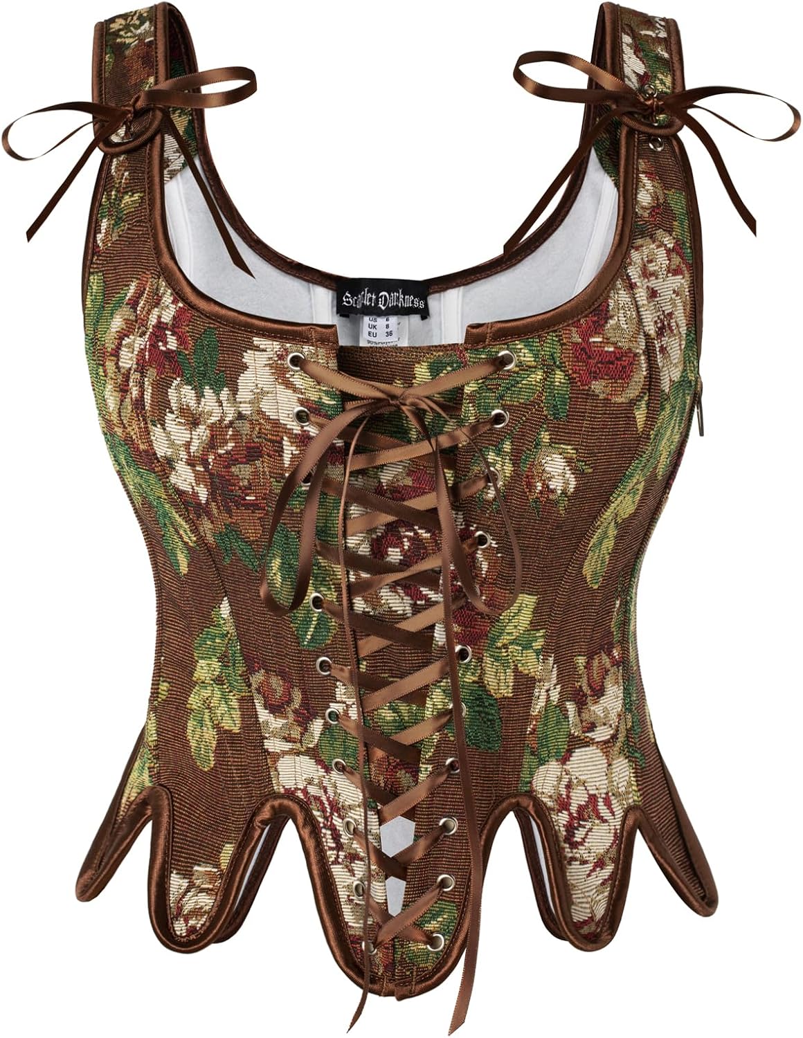 Scarlet Darkness Corset Tops for Women Renaissance Corset Floral Lace Up Bodyshaper Bustier