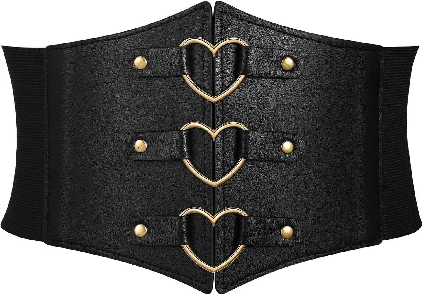 Women Corset Belt Metal O-Ring Heart-Ring Wide Elastic Waspie Waist Belt for Daily Cosplay Halloween Costumes