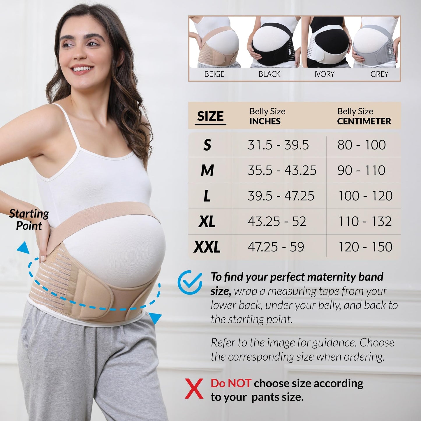 NeoTech Care Pregnancy Support Maternity Belt, Waist/Back/Abdomen Band, Belly Brace (Size M, Black Color)