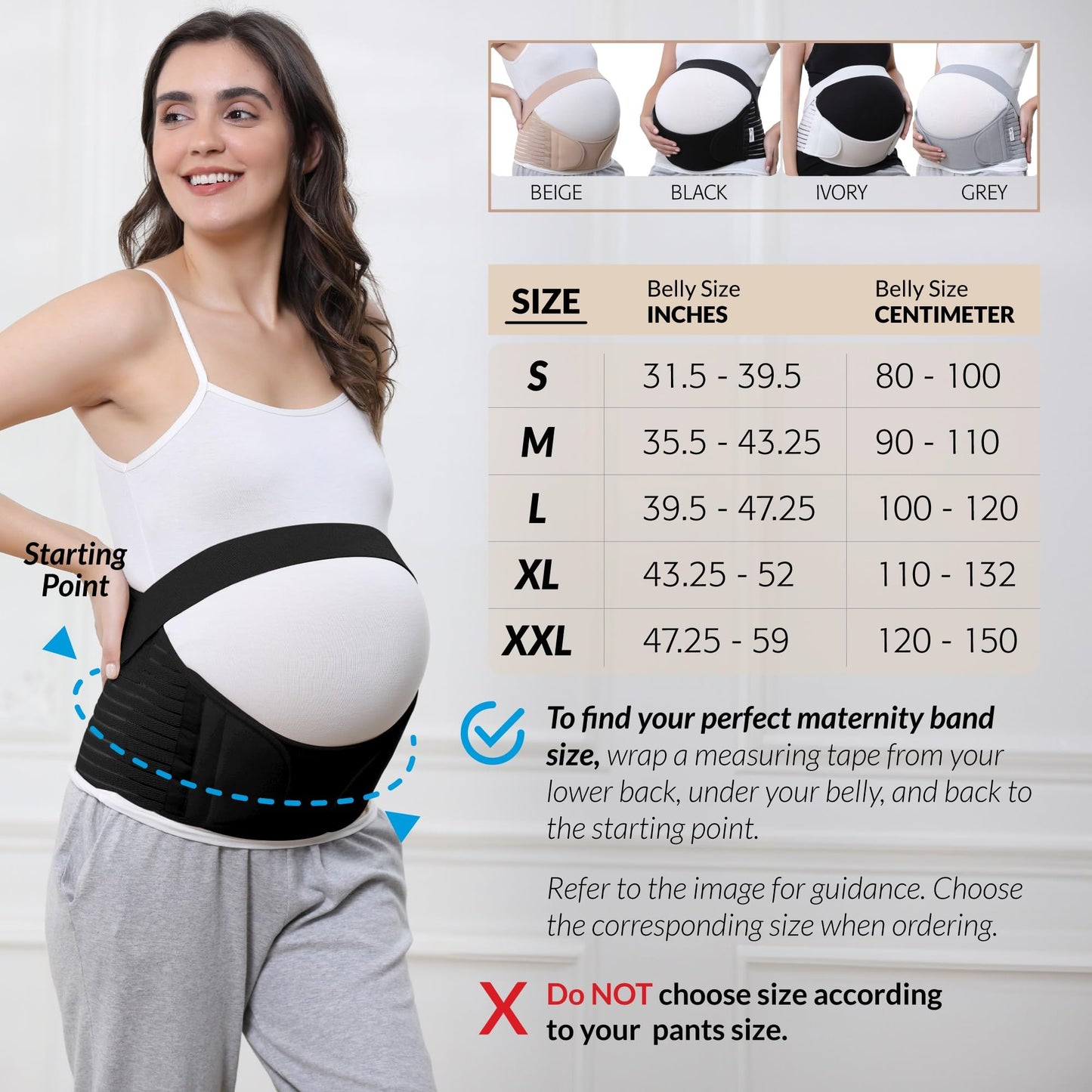 NeoTech Care Pregnancy Support Maternity Belt, Waist/Back/Abdomen Band, Belly Brace (Size M, Black Color)