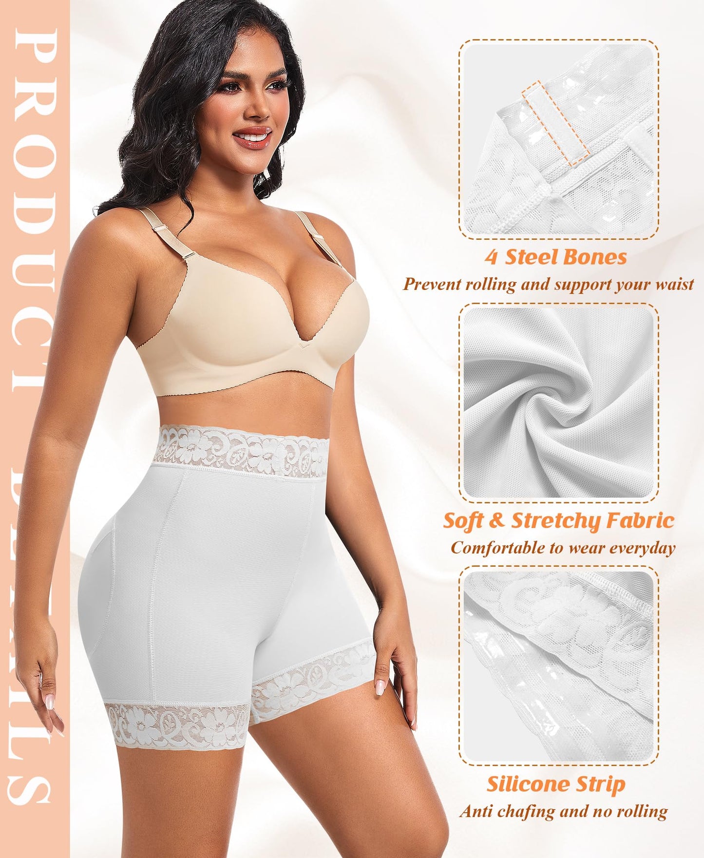 DERCA Padded Underwear for Women Butt Lifting Shapewear Booty Pads Hip Enhancer Lace Boyshorts