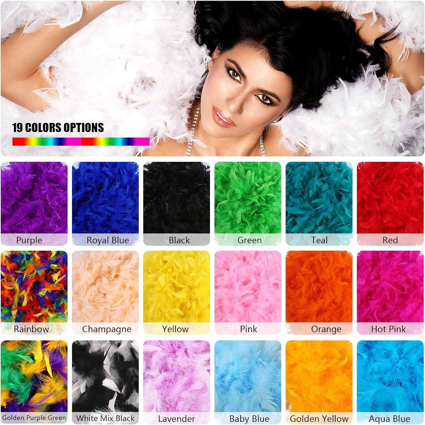 THARAHT 19 Color- 40/60/100g 2Yard Chandelle Feather Boa Dancing Wedding Party Halloween Costume Decoration Feathers boa