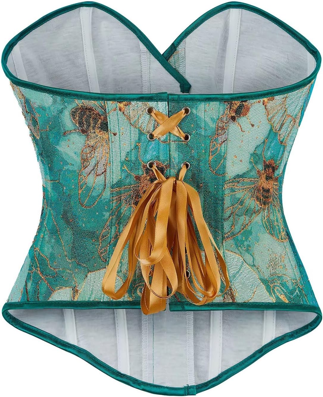 Sexy Corset Tops for Women Renaissance Floral Bustier Overbust Boned Strapless Lingerie Open Back Lace Up Shapewear