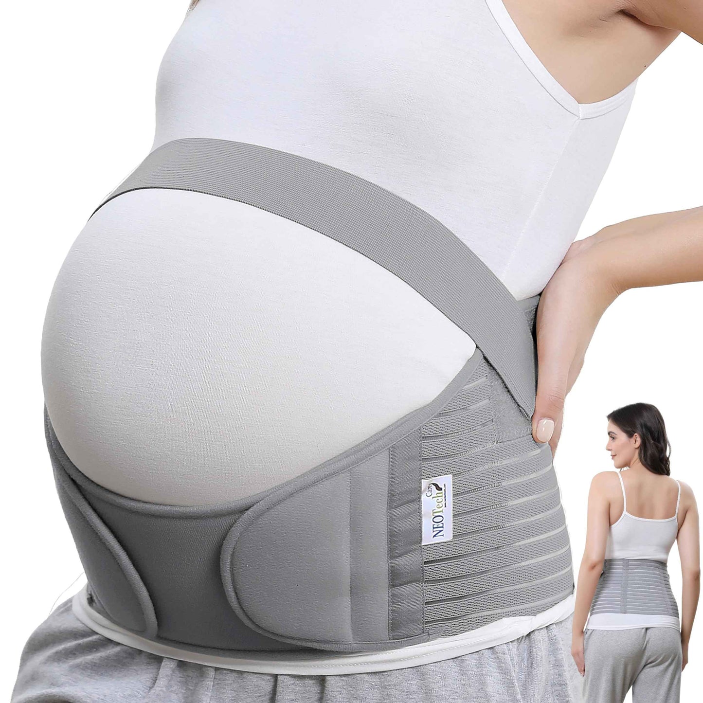 NeoTech Care Pregnancy Support Maternity Belt, Waist/Back/Abdomen Band, Belly Brace (Size M, Black Color)