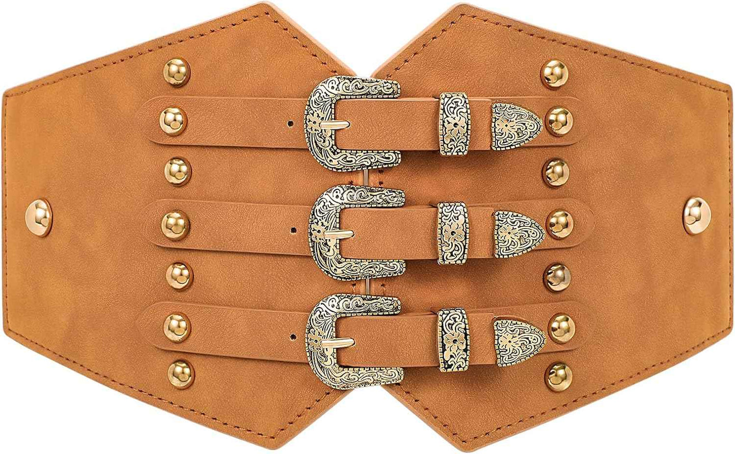 Renaissance Corset Belt for Women Wide Leather Waist Belt for Dresses and Costumes