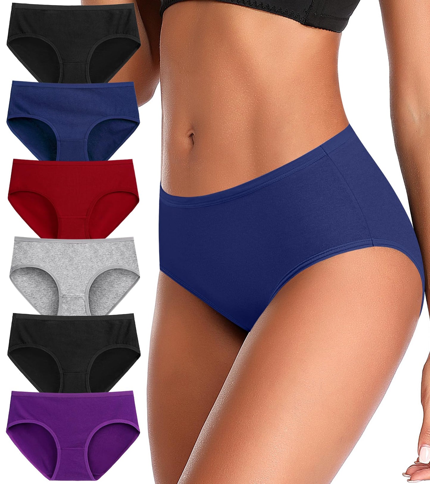 ASIMOON Tummy Control High Waisted Underwear for Women Cotton Plus Size Full Coverage Panties Ladies Briefs