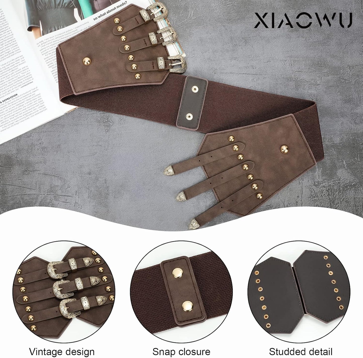 Renaissance Corset Belt for Women Wide Leather Waist Belt for Dresses and Costumes