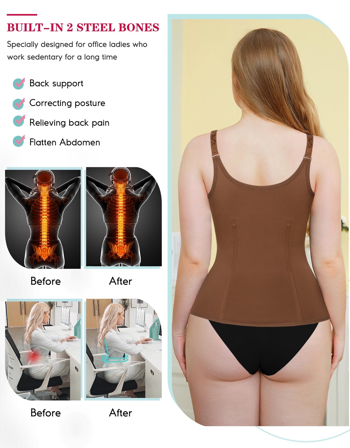 LODAY Waist Trainer Corset for Women Tummy Control Sport Workout Body Shaper Black
