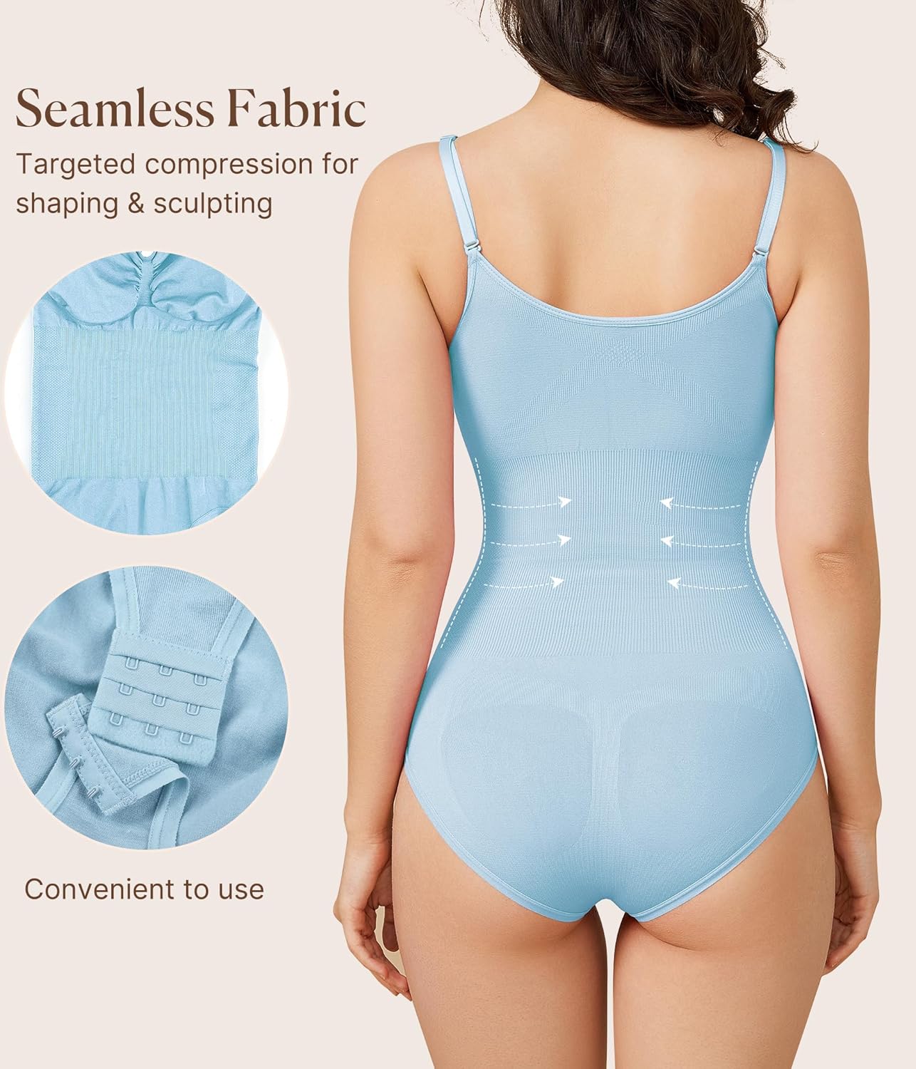 BRABIC Womens' Seamless Sleeveless V-Neck Bodysuit Shapewear Tummy Control