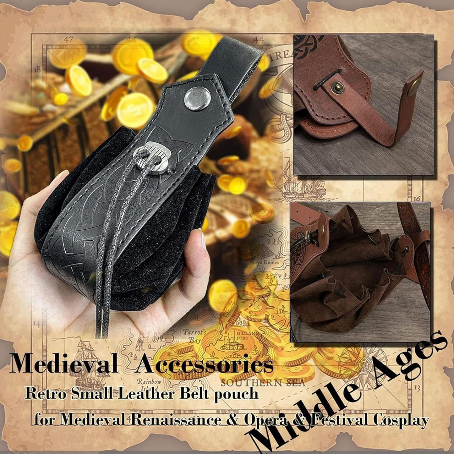 5PCS Renaissance Costume Sets Corset Waistband Belt Pouch Coin Purse Potion Bottle Vials Skirt Hike Medieval Cosplay