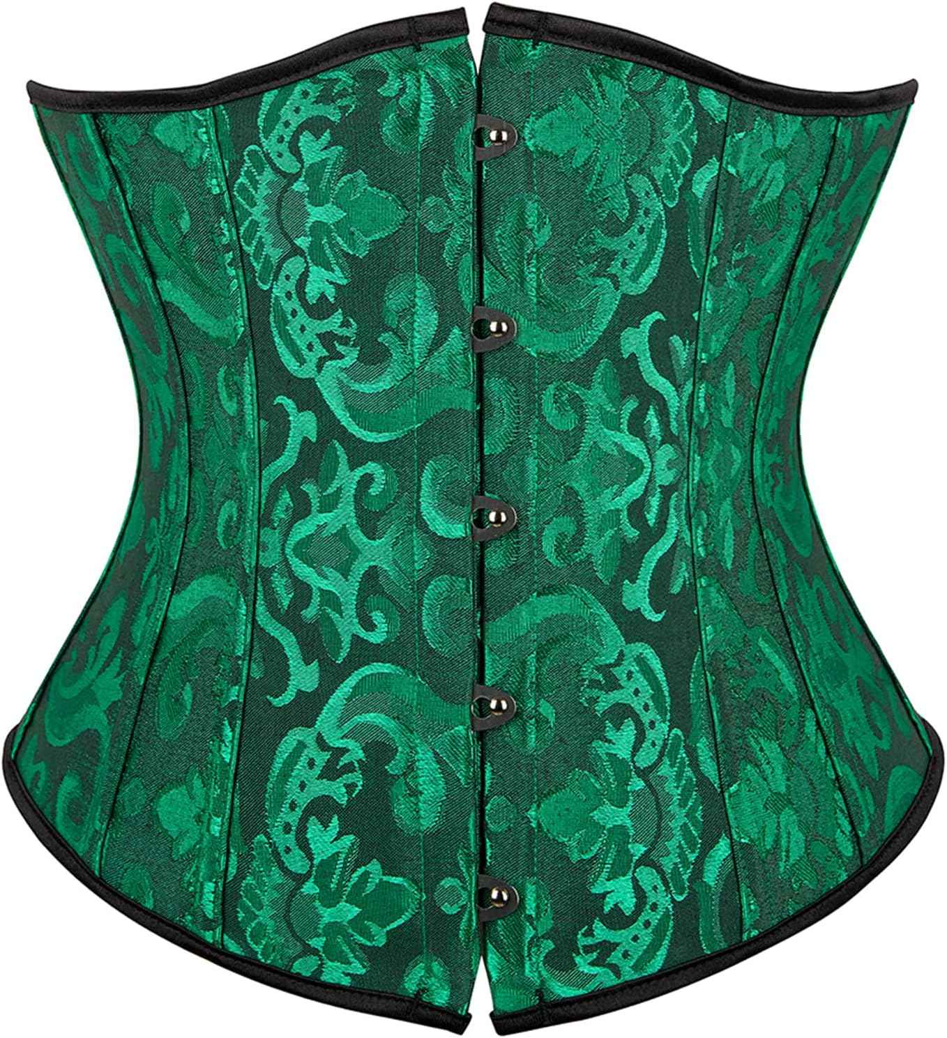 Zhitunemi Women's Lace Up Boned Jacquard Brocade Waist Training Underbust Corset