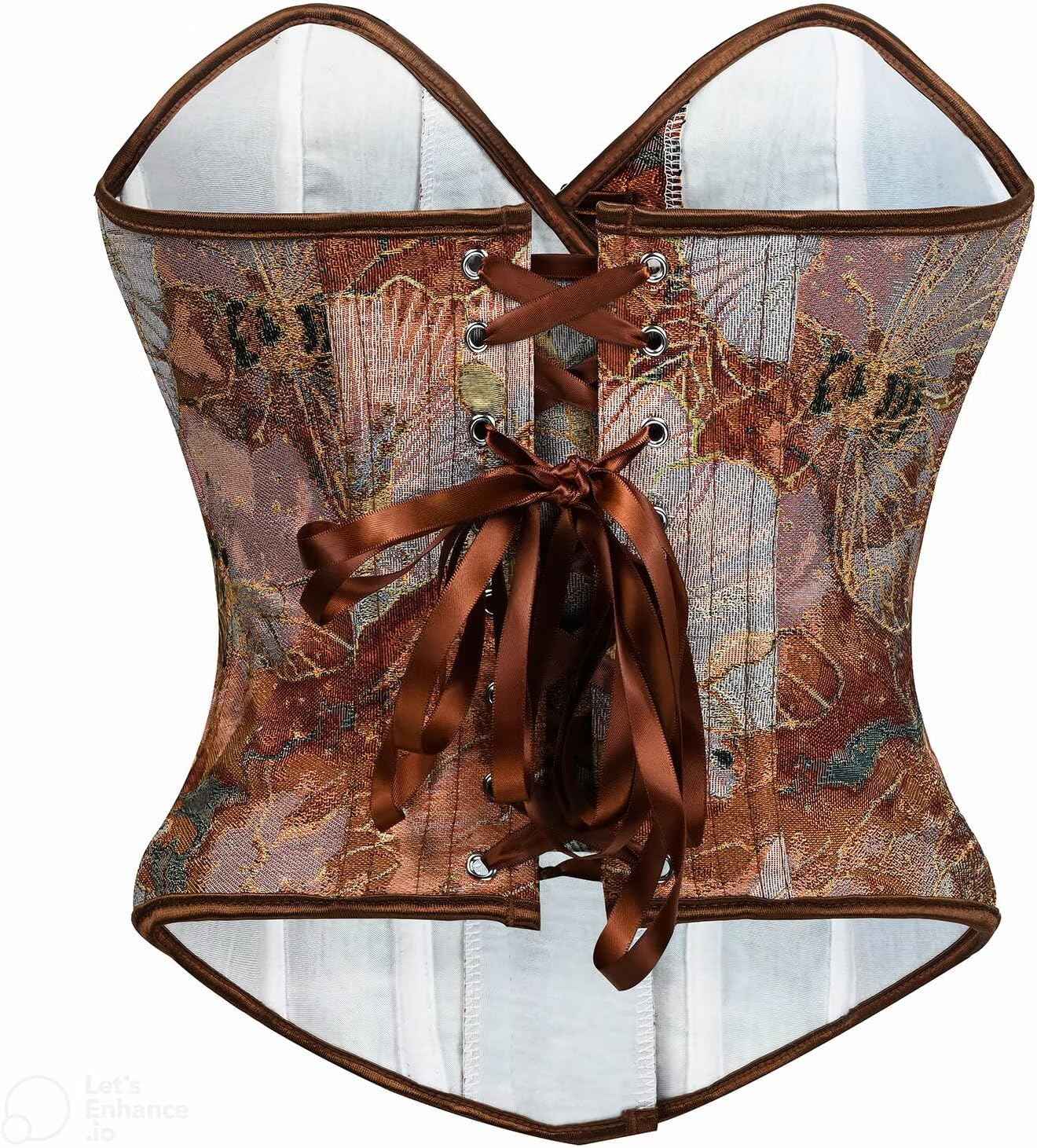 Sexy Corset Tops for Women Renaissance Floral Bustier Overbust Boned Strapless Lingerie Open Back Lace Up Shapewear