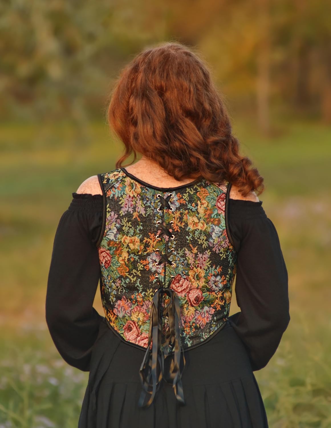 Scarlet Darkness Corset Tops for Women Renaissance Floral Overbust Boned Bustier Bodice
