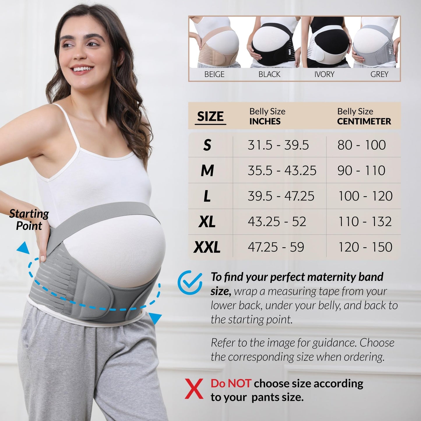 NeoTech Care Pregnancy Support Maternity Belt, Waist/Back/Abdomen Band, Belly Brace (Size M, Black Color)
