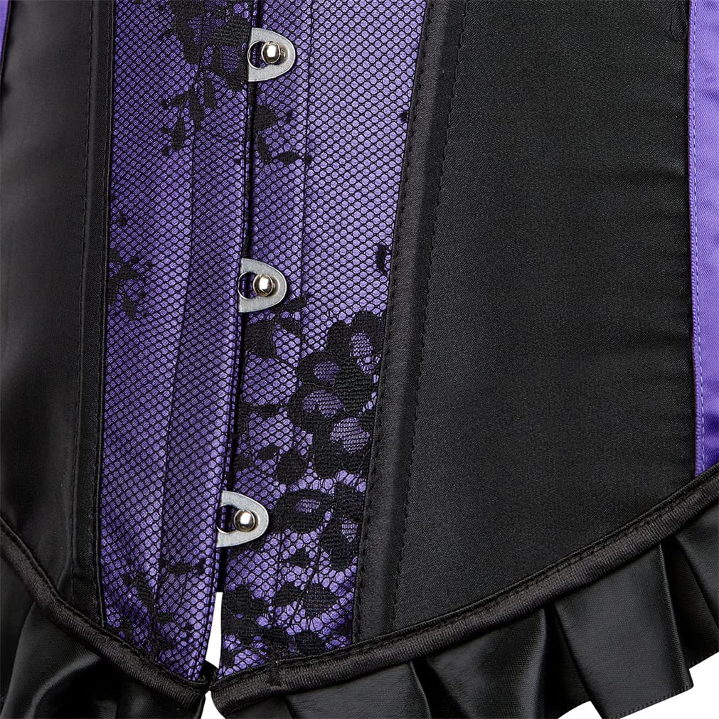 Grebrafan Womens Corsets Floral Lace Overlay Corset Bustier Top