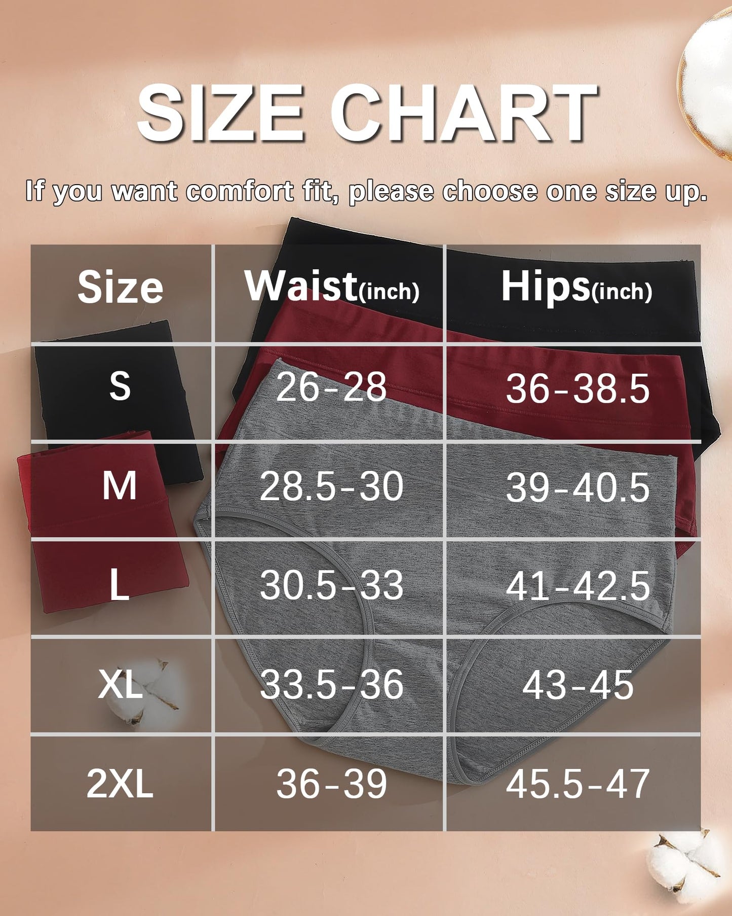 ASIMOON Tummy Control High Waisted Underwear for Women Cotton Plus Size Full Coverage Panties Ladies Briefs