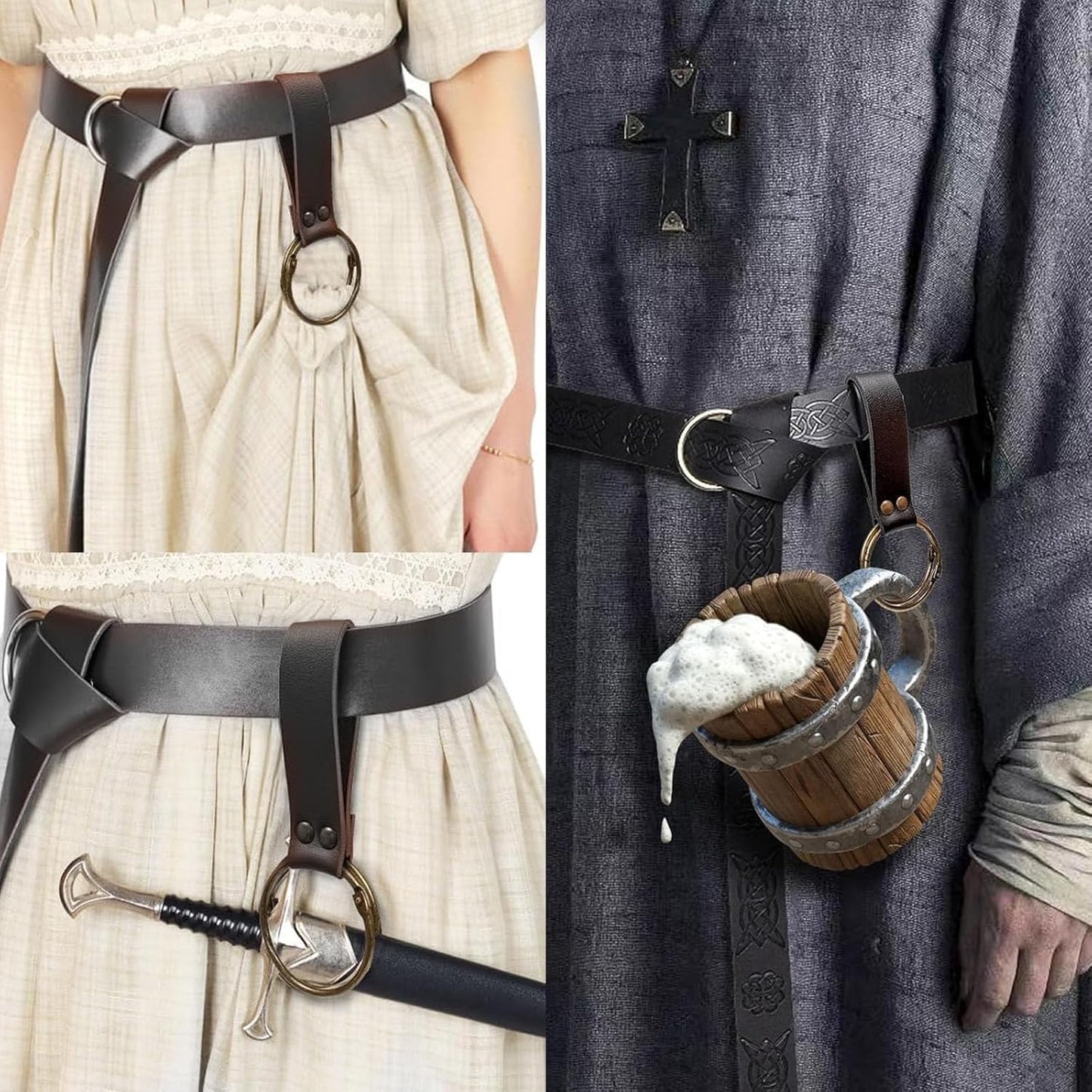 SUMGOGO 5PCS Corset Renaissance Belt Medieval Renaissance Belt Pouch Cork Potion Bottle Festival Halloween Costume Accessory