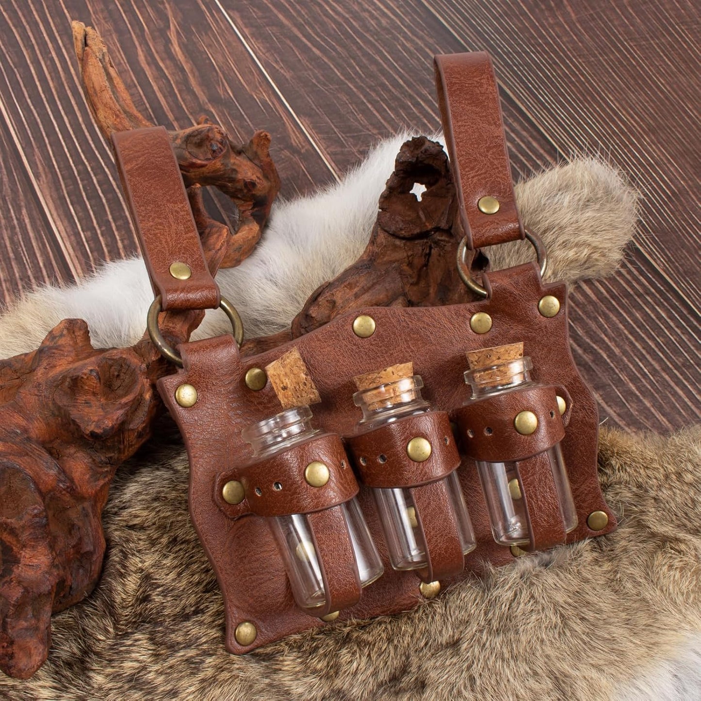 SUMGOGO 5PCS Corset Renaissance Belt Medieval Renaissance Belt Pouch Cork Potion Bottle Festival Halloween Costume Accessory