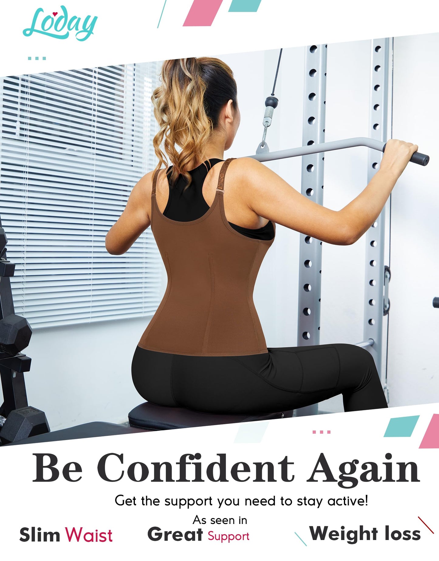 LODAY Waist Trainer Corset for Women Tummy Control Sport Workout Body Shaper Black