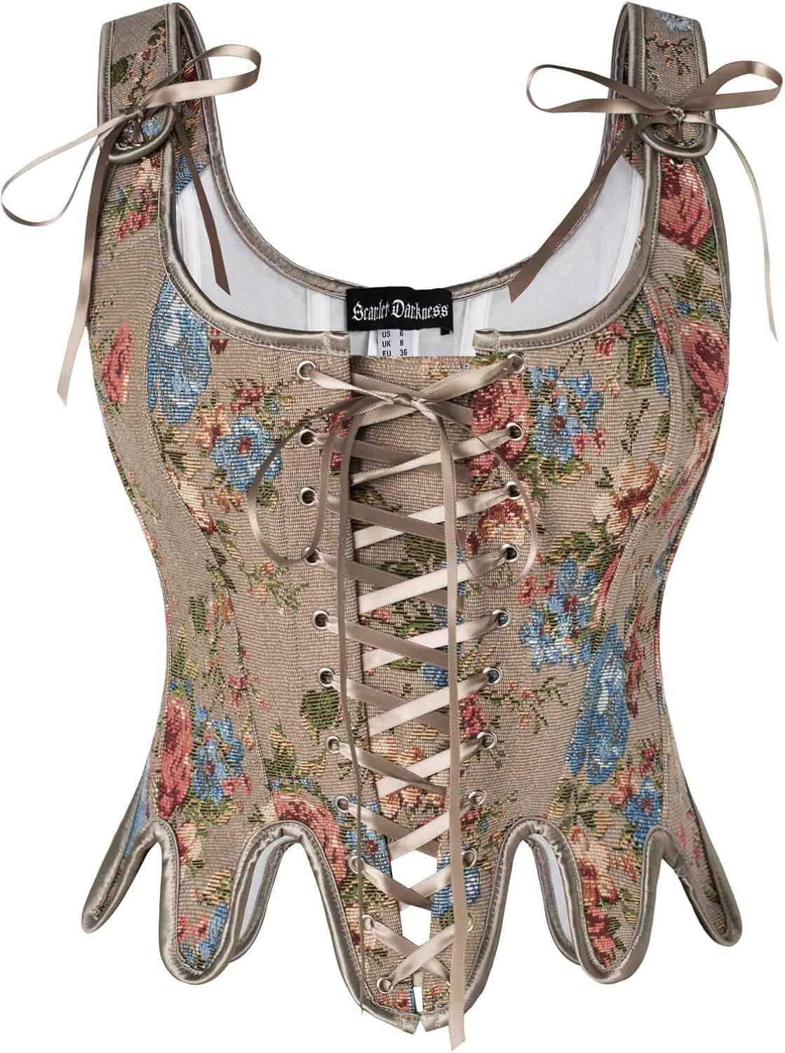 Scarlet Darkness Corset Tops for Women Renaissance Corset Floral Lace Up Bodyshaper Bustier