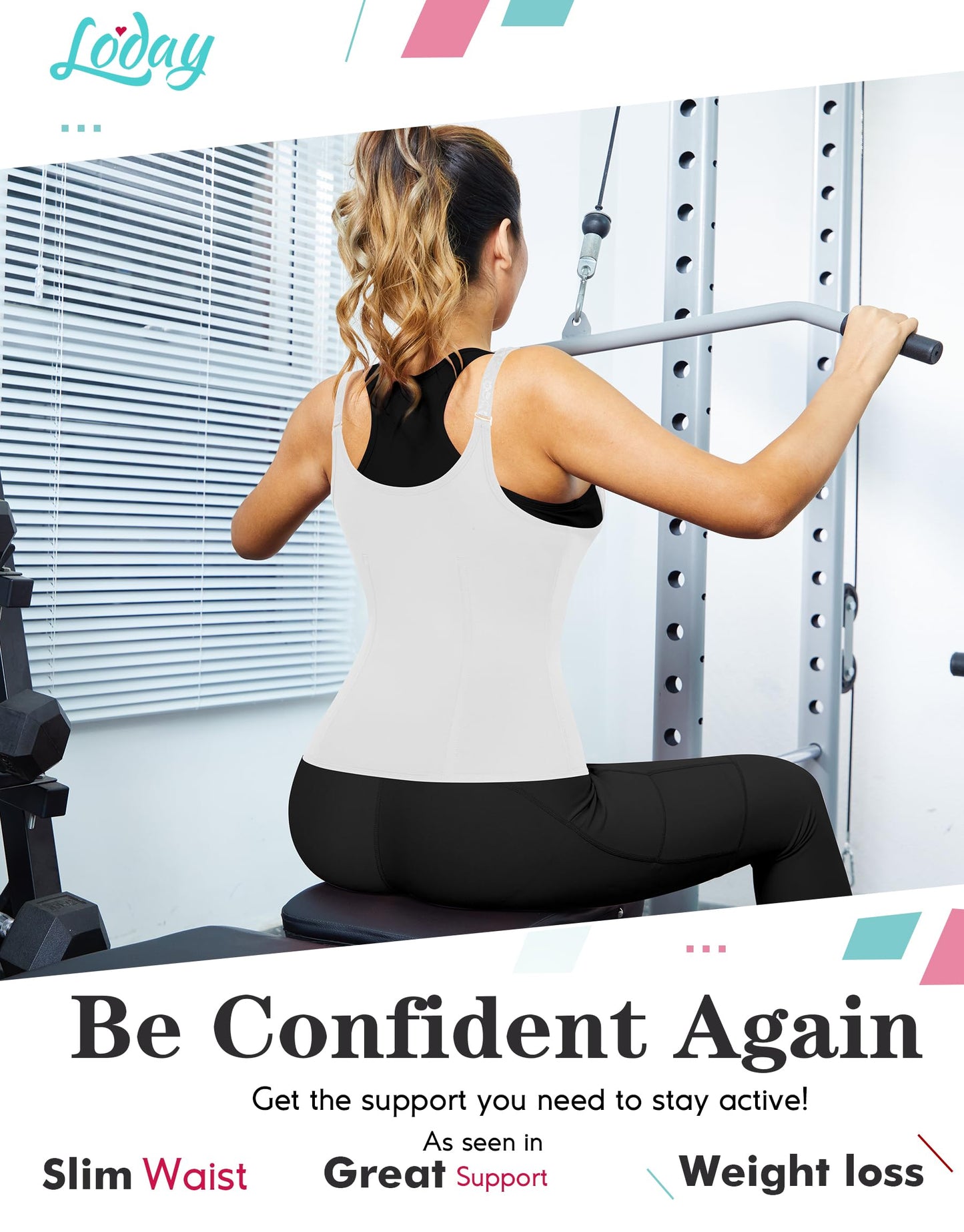 LODAY Waist Trainer Corset for Women Tummy Control Sport Workout Body Shaper Black