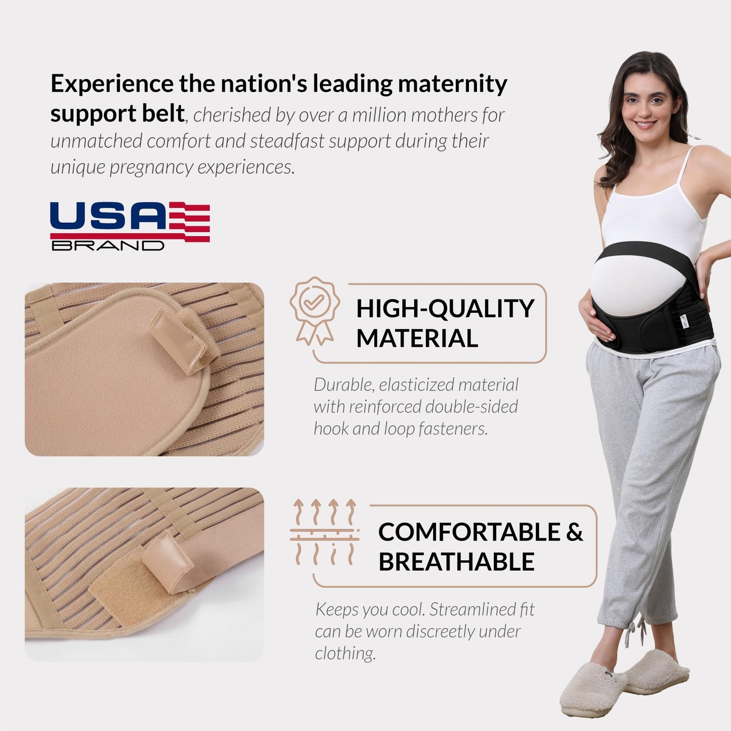 NeoTech Care Pregnancy Support Maternity Belt, Waist/Back/Abdomen Band, Belly Brace (Size M, Black Color)