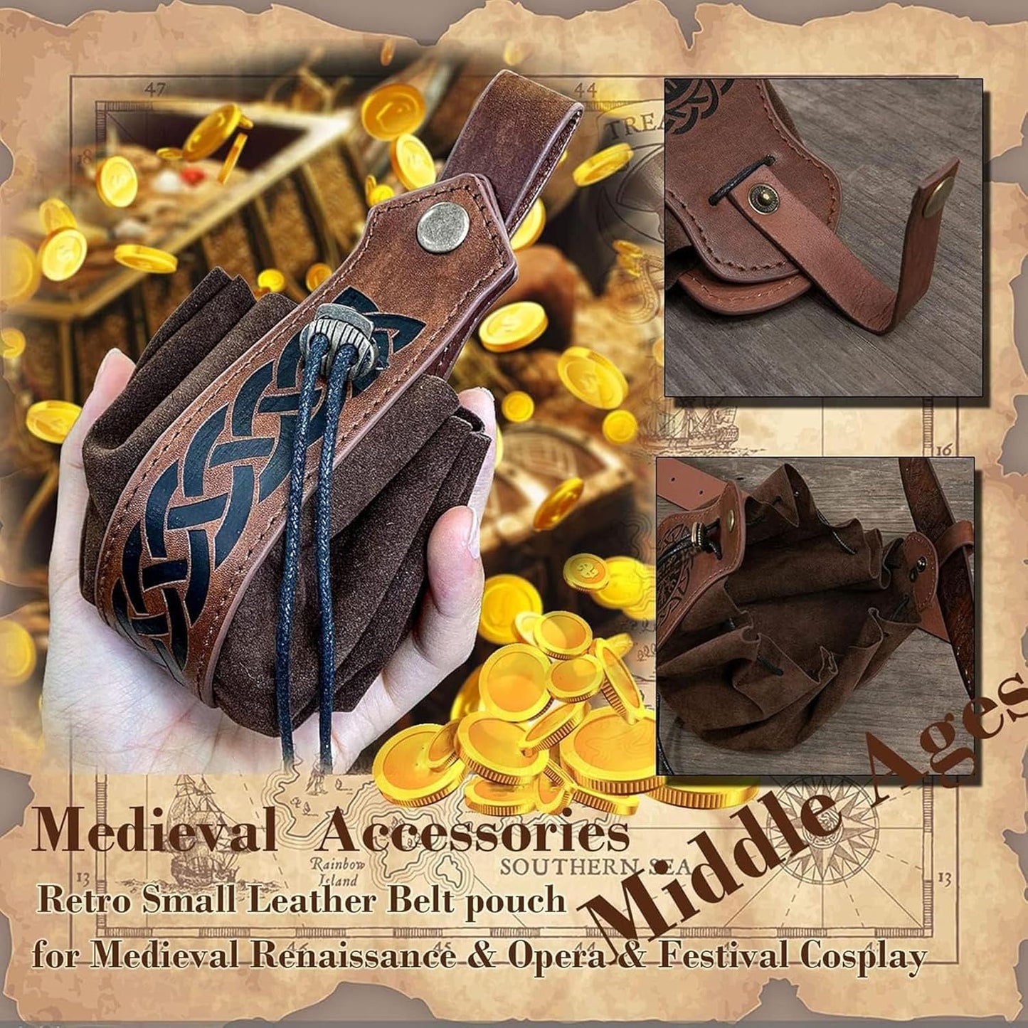 5PCS Renaissance Costume Sets Corset Waistband Belt Pouch Coin Purse Potion Bottle Vials Skirt Hike Medieval Cosplay