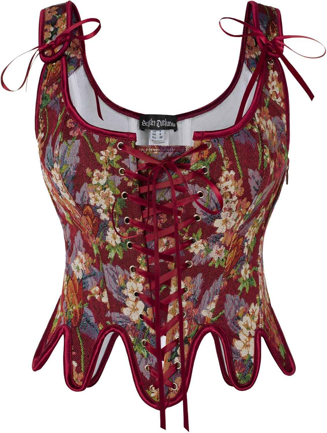 Scarlet Darkness Corset Tops for Women Renaissance Corset Floral Lace Up Bodyshaper Bustier