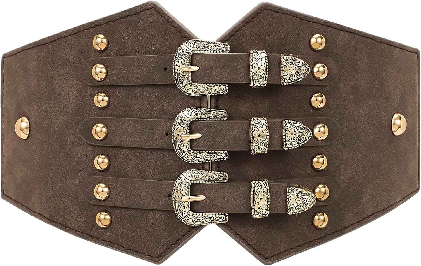 Renaissance Corset Belt for Women Wide Leather Waist Belt for Dresses and Costumes