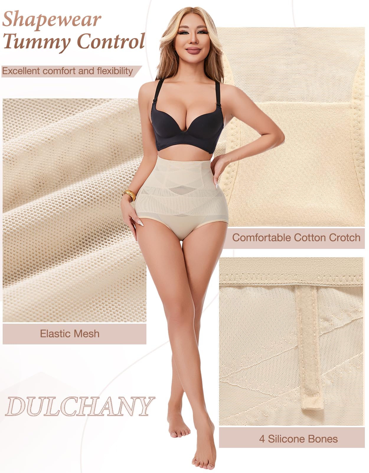 Dulchany Tummy Control Shapewear Panties for Women Body Shaper Seamless Underwear Panty Girdle