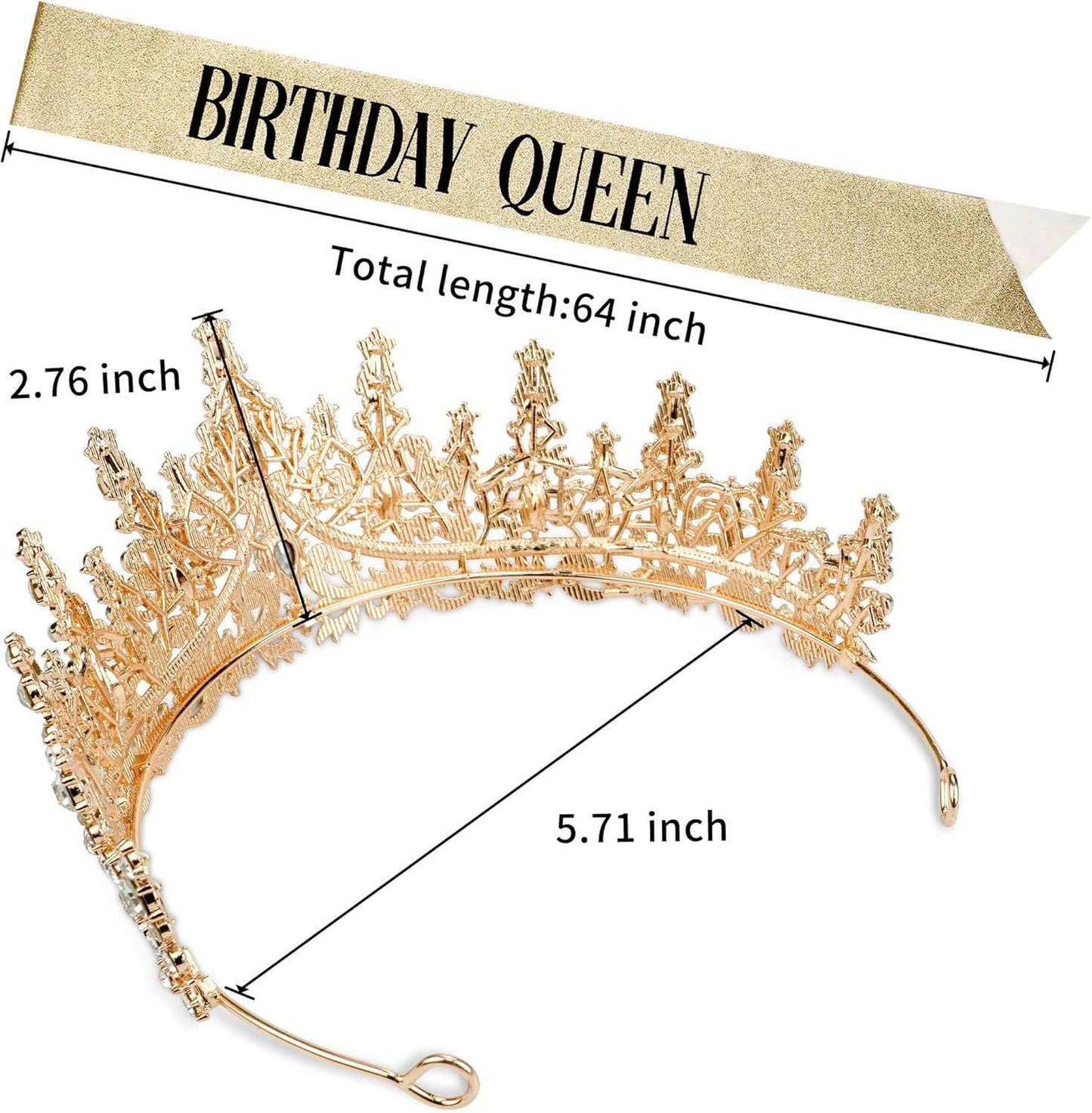 Gold Crown for Women Crystal Princess Tiaras Rhinestone Queen Headband Wedding Bridal Hair Accessories Birthday Prom Pageant Party Coming of Age Ceremony Photo Props