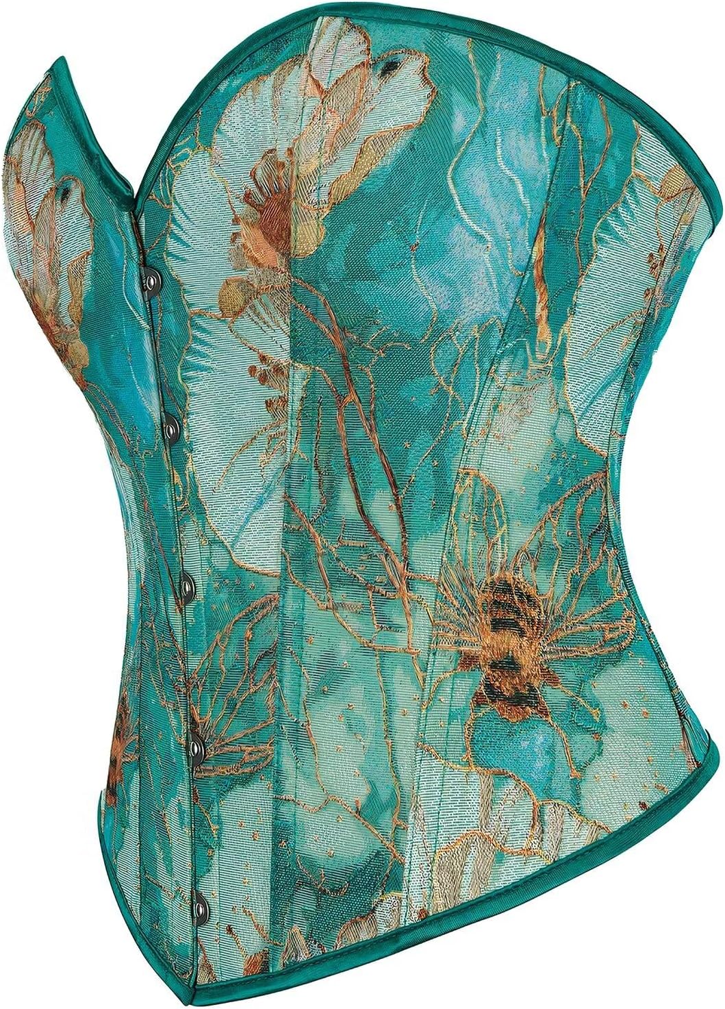 Sexy Corset Tops for Women Renaissance Floral Bustier Overbust Boned Strapless Lingerie Open Back Lace Up Shapewear