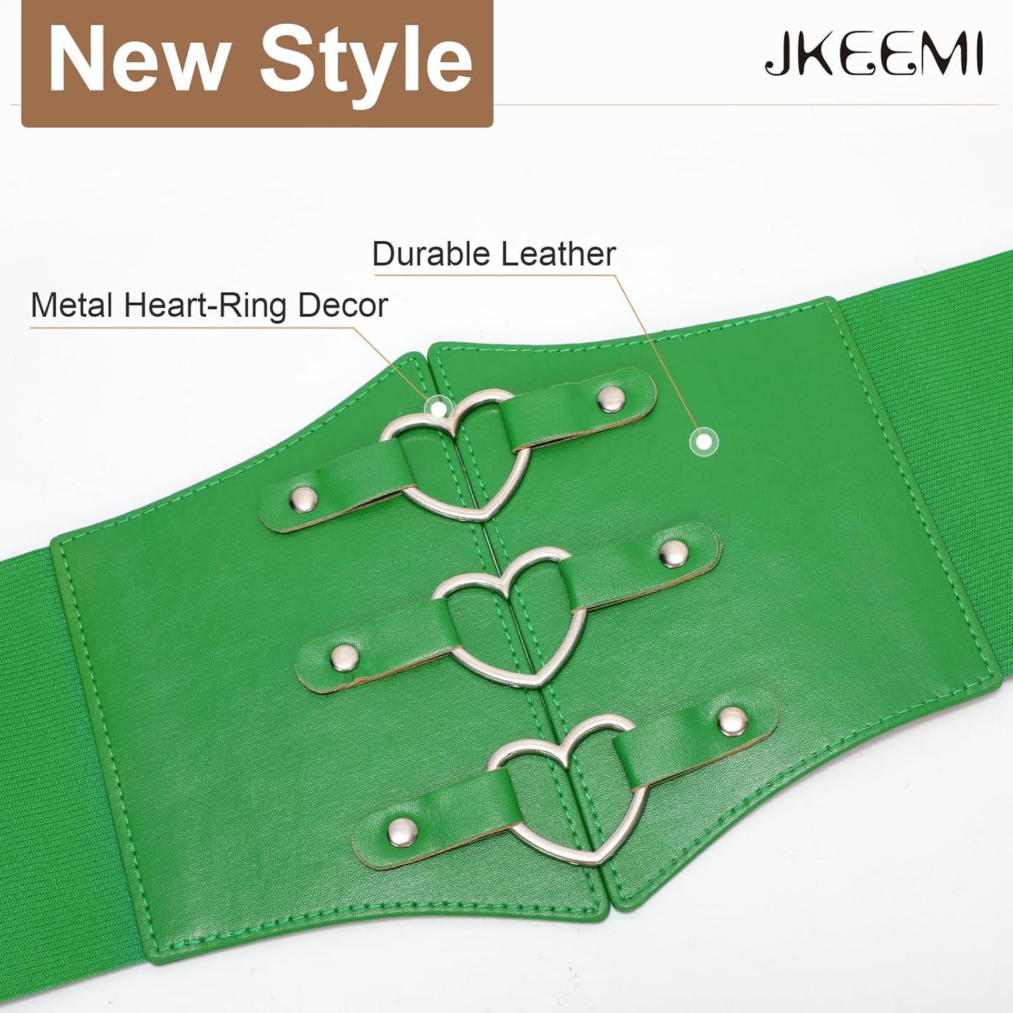 Women Corset Belt Metal O-Ring Heart-Ring Wide Elastic Waspie Waist Belt for Daily Cosplay Halloween Costumes