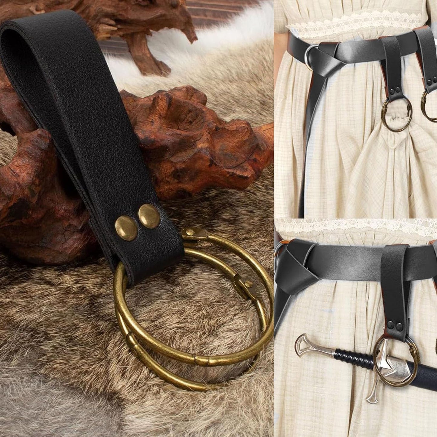 5PCS Renaissance Costume Sets Corset Waistband Belt Pouch Coin Purse Potion Bottle Vials Skirt Hike Medieval Cosplay