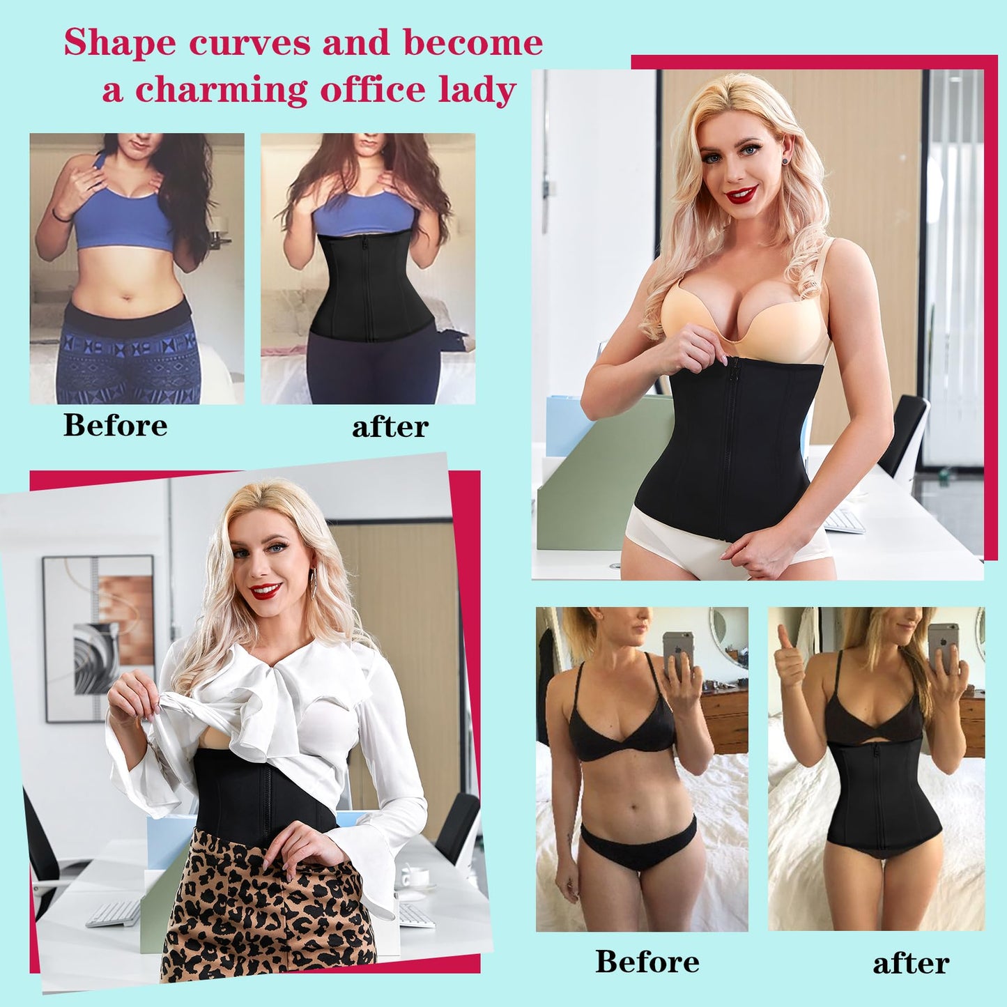 LODAY Waist Trainer Corset for Women Tummy Control Sport Workout Body Shaper Black