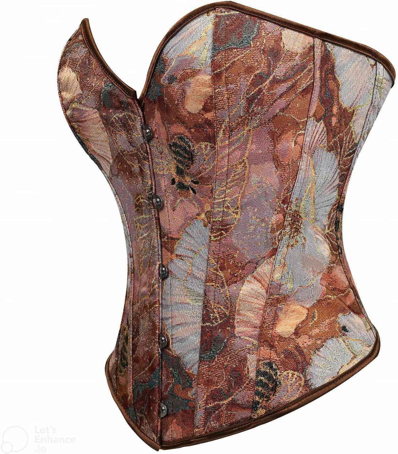 Sexy Corset Tops for Women Renaissance Floral Bustier Overbust Boned Strapless Lingerie Open Back Lace Up Shapewear