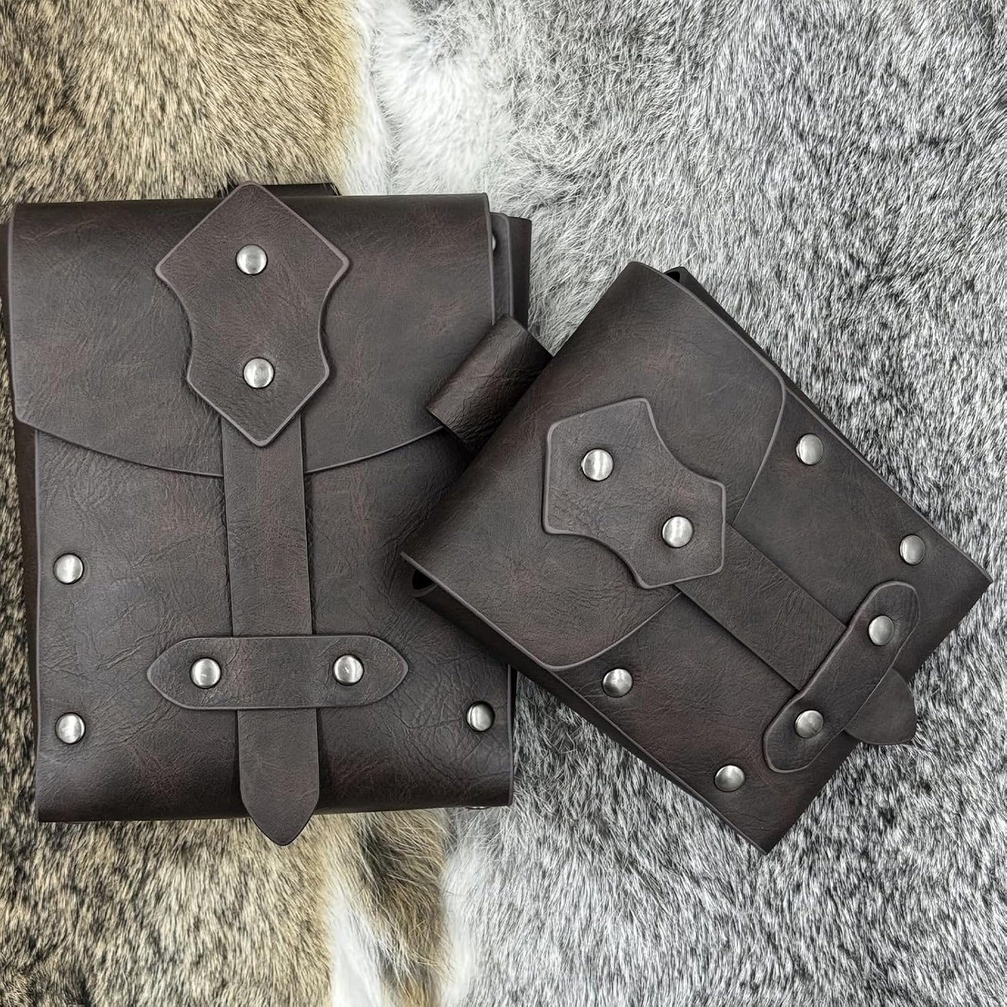 Medieval Alchemy Belt Waist Pack Combo with Multiple Potion Bottles, Viking Rivet Belt Side Pouch for Cosplay