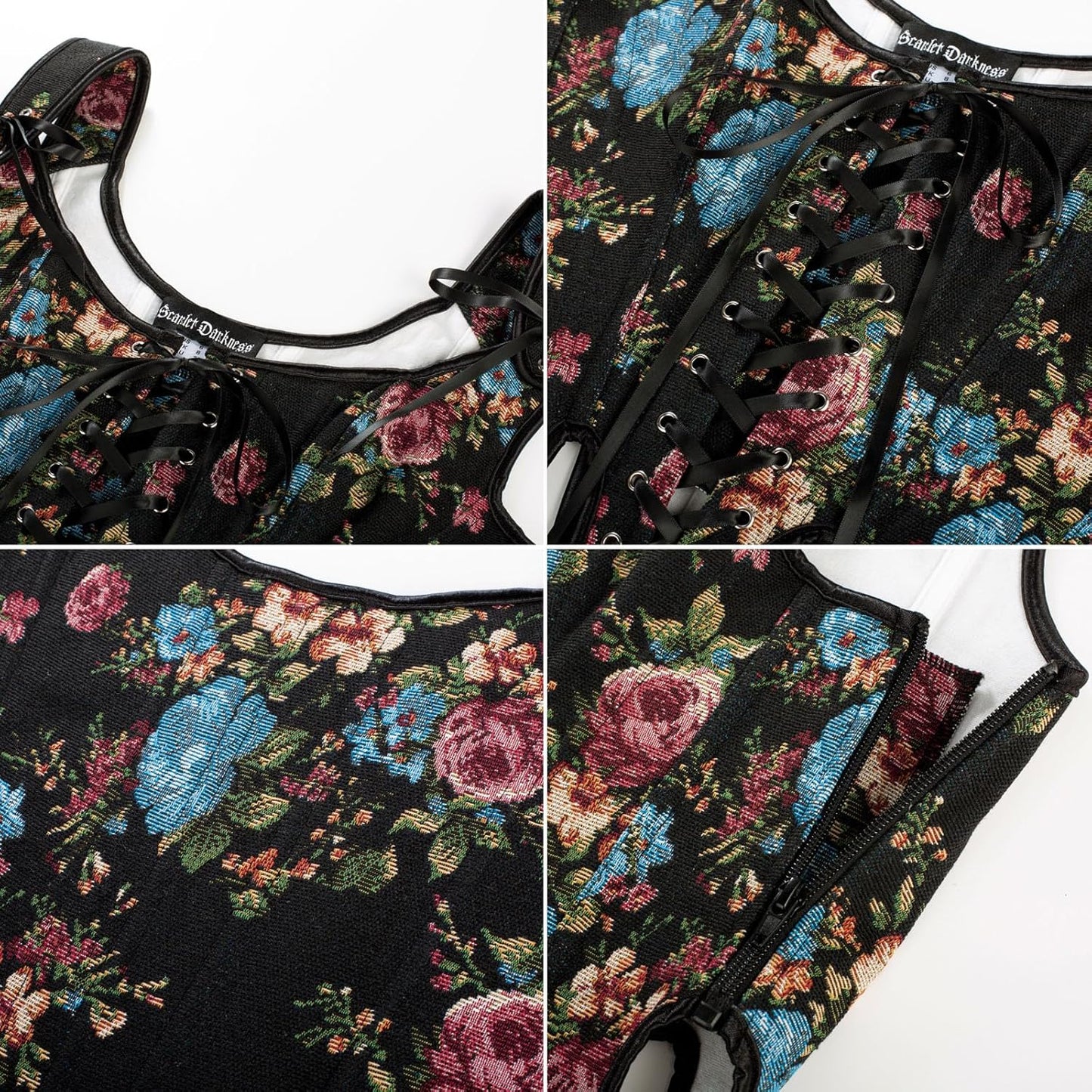 Scarlet Darkness Corset Tops for Women Renaissance Corset Floral Lace Up Bodyshaper Bustier