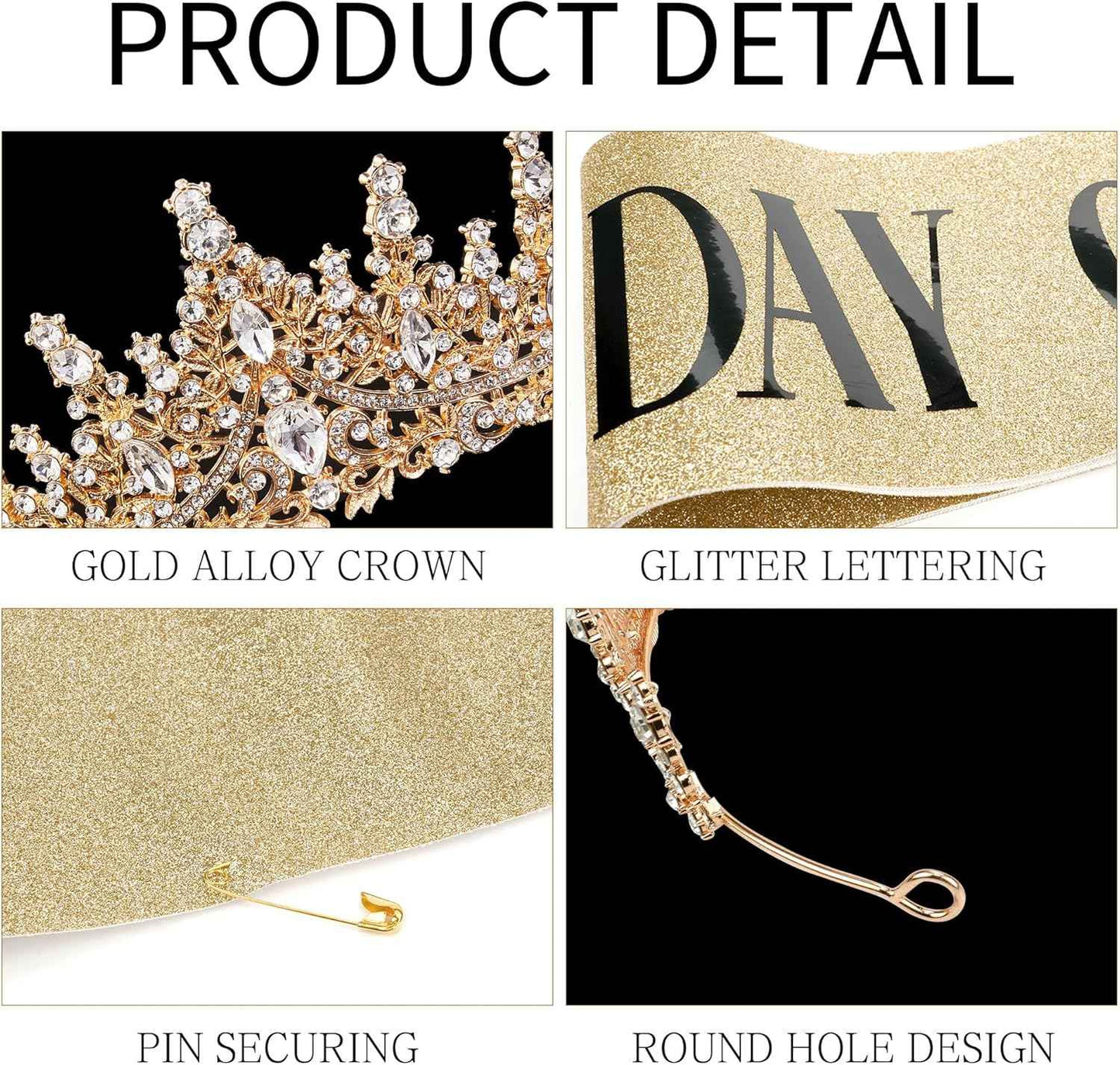 Gold Crown for Women Crystal Princess Tiaras Rhinestone Queen Headband Wedding Bridal Hair Accessories Birthday Prom Pageant Party Coming of Age Ceremony Photo Props