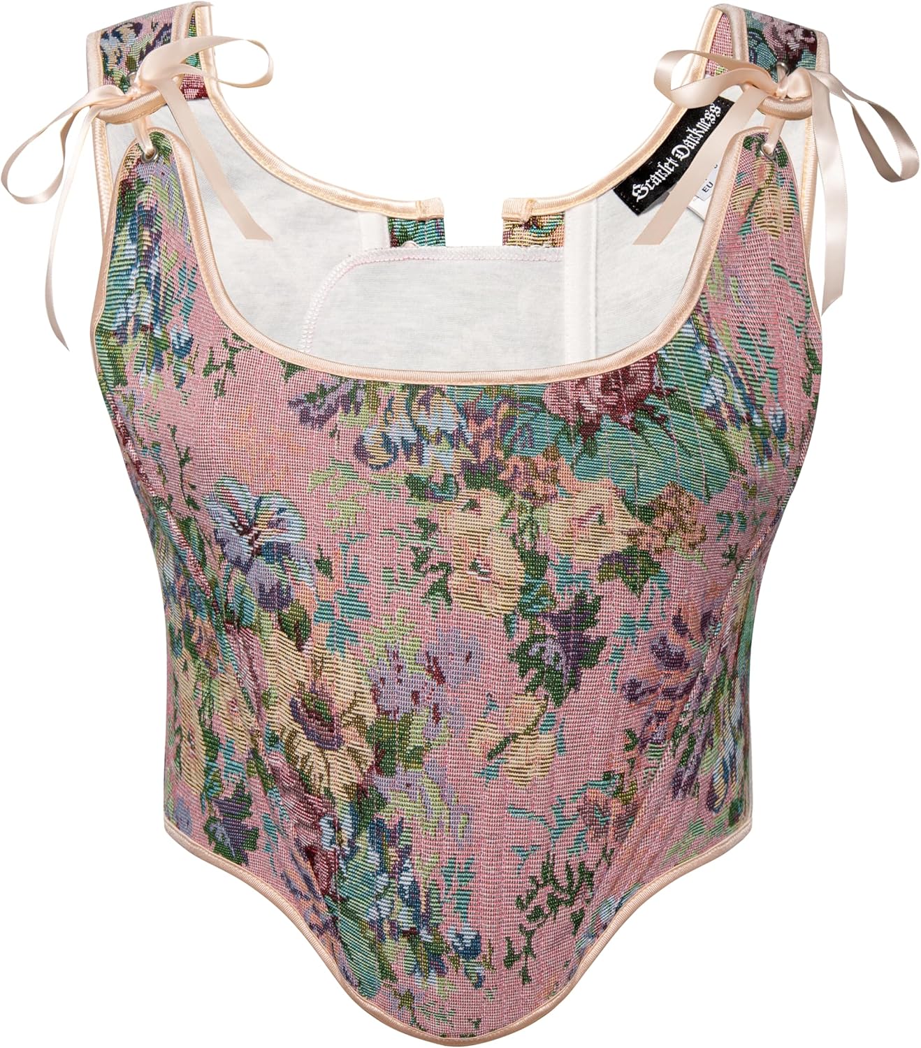 Scarlet Darkness Corset Tops for Women Renaissance Floral Overbust Boned Bustier Bodice