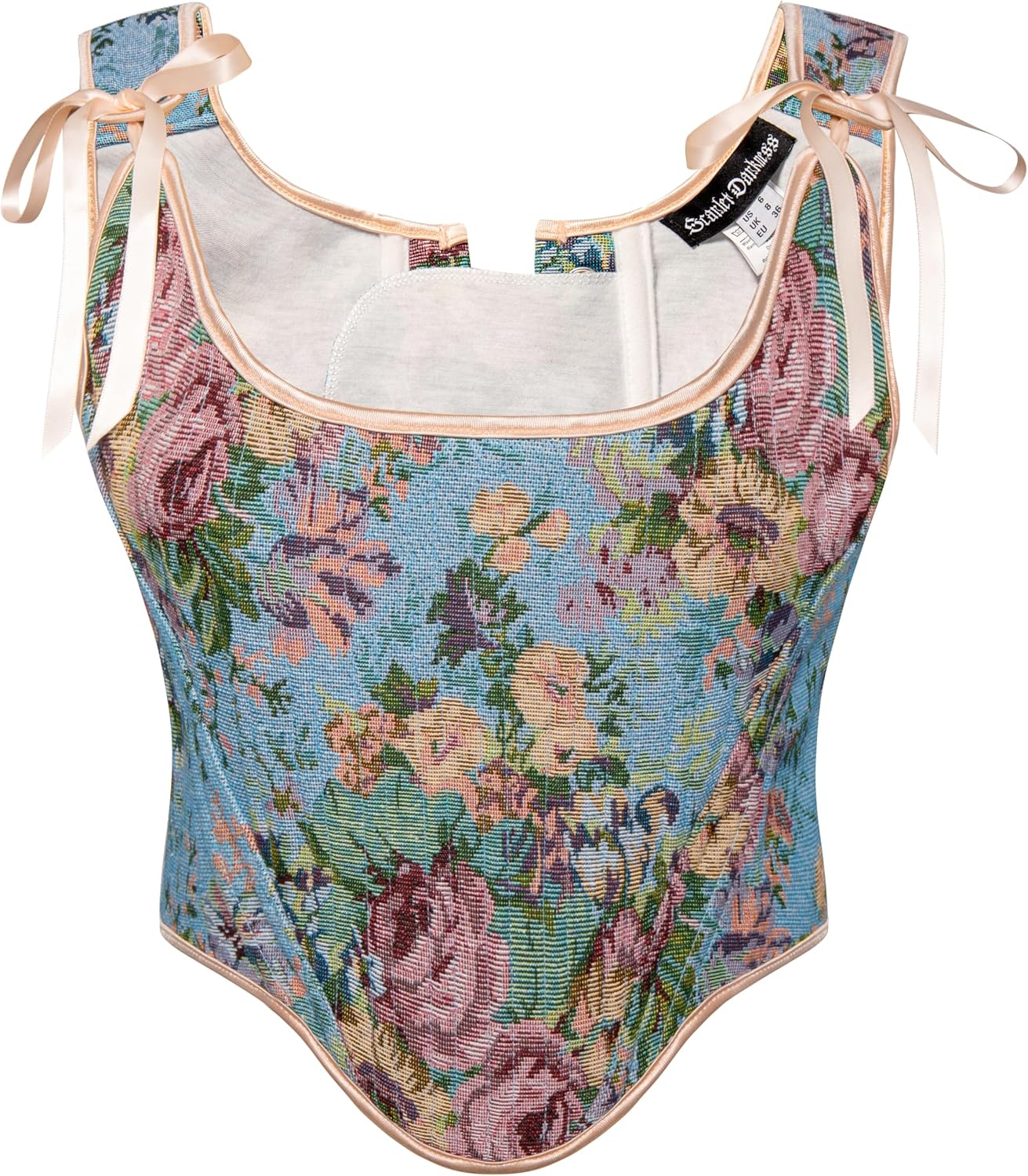 Scarlet Darkness Corset Tops for Women Renaissance Floral Overbust Boned Bustier Bodice