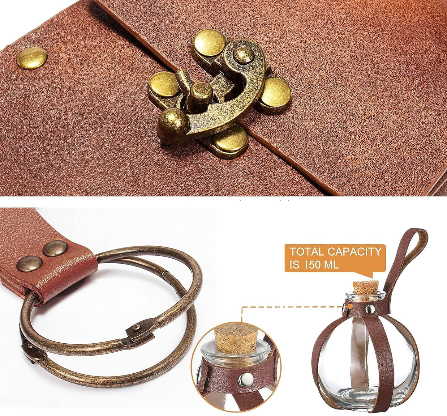 Belt Pouch Waist Bag Fanny Pack Steampunk Phone Holder Medieval Bag Leather Belt Renaissance Cosplay Costume Accessories (Tri-Black)