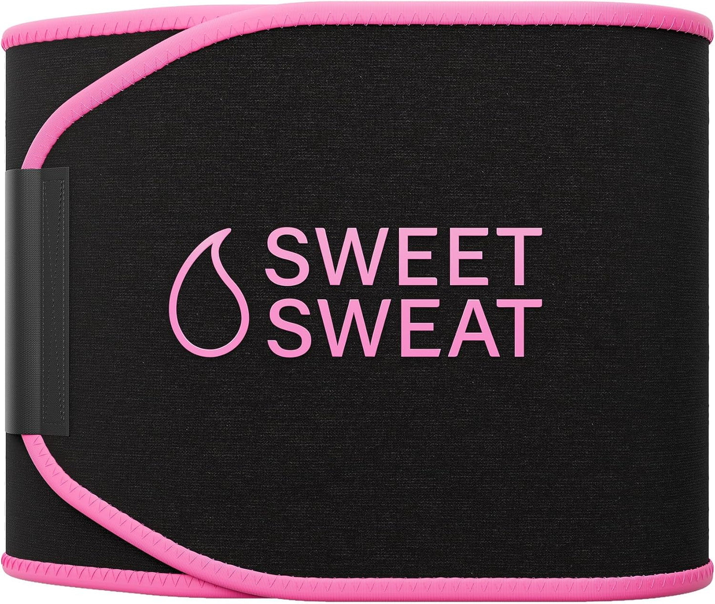 Sports Research Sweet Sweat Waist Trimmer for Women and Men - Sweat Band Waist Trainer Belt for High Intensity Training and Gym Workouts, 5 Adjustable Sizes Black/Pink