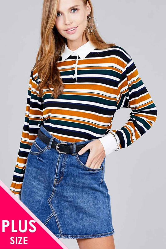 Ladies fashion plus size long sleeve multi striped dty brushed shirts – Stylish & Comfortable – men’s fashion, stylish and versatile