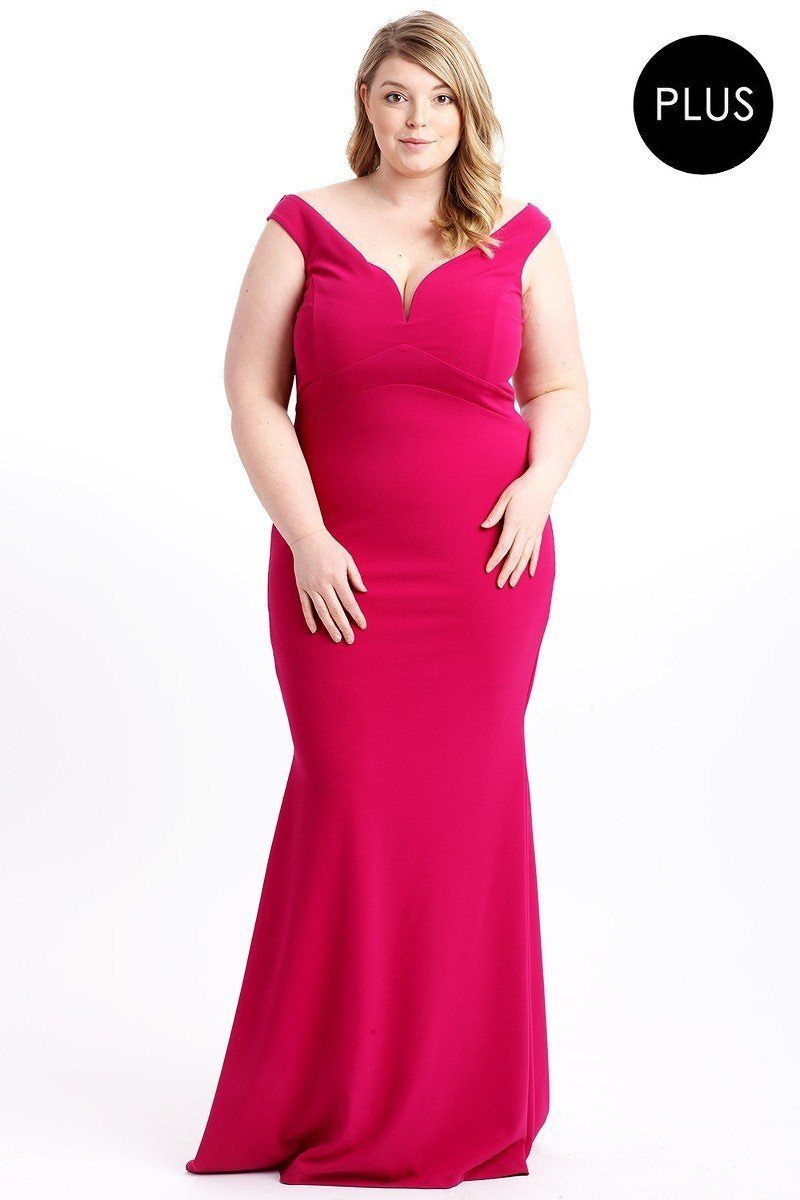 Plus Size Techno Crepe Stretch Off The Shoulder Dress β Stylish & Comfortable β menβs fashion, stylish and versatile